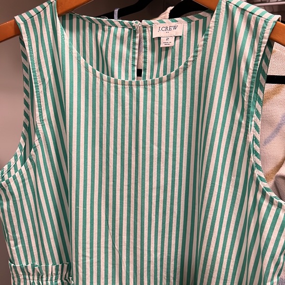 J crew green striped cotton maxi dress 2 like new - Picture 3 of 5